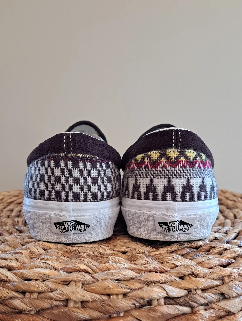 Vans Unisex Fair Isle Brown Suede/Multi Woven Print Slip On Loafers M8/W9.5